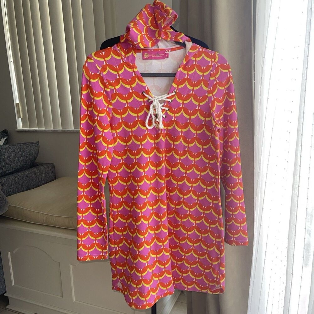 Macbeth Collection Terry Hooded Cover Up Dress Long Sleeves L